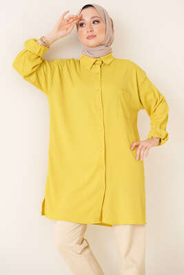 Tek Cepli Bürümcük Gömlek Yağ Yeşili