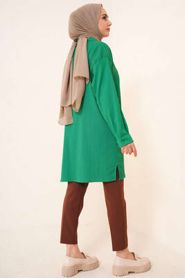 Tek Cepli Bürümcük Gömlek Yeşil - Gömlek