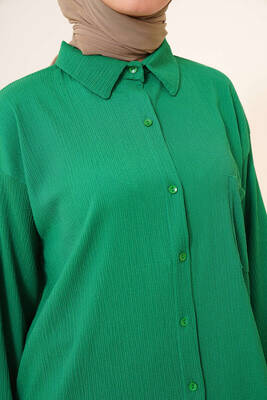 Tek Cepli Bürümcük Gömlek Yeşil - Gömlek