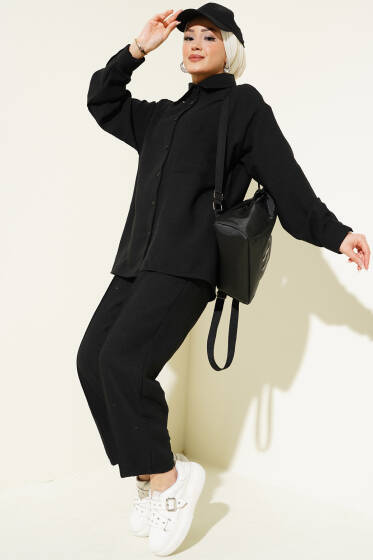 Tek Cepli Çımalı İkili Takım Siyah - İkili Takım