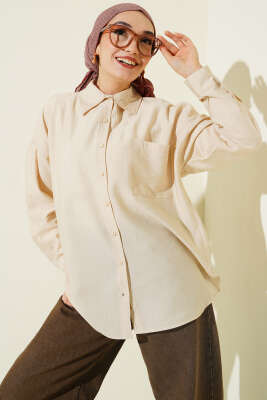 Tek Cepli Düşük Omuz Gömlek Bej - CALİENTE