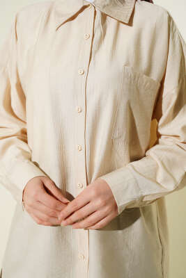 Tek Cepli Düşük Omuz Gömlek Bej - Yılın Fırsatı