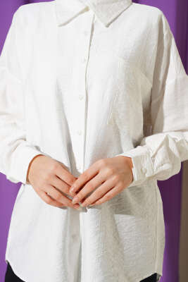 Tek Cepli Düşük Omuz Gömlek Beyaz - Yılın Fırsatı