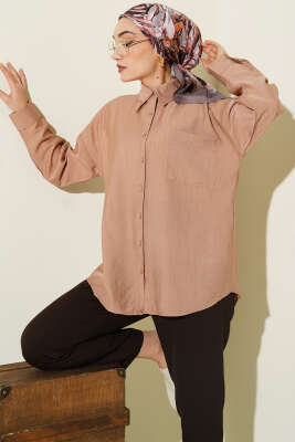 Tek Cepli Düşük Omuz Gömlek Latte 