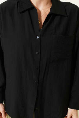 Tek Cepli Düşük Omuz Gömlek Siyah - Gömlek