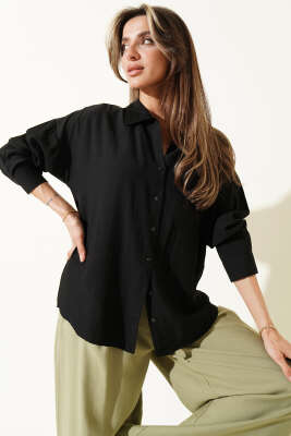 Tek Cepli Düşük Omuz Gömlek Siyah 