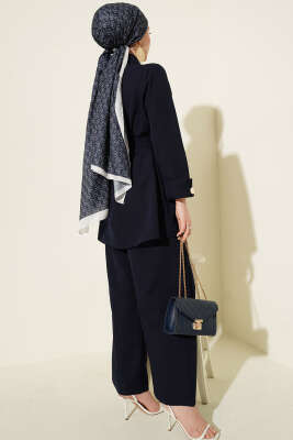 Tek Cepli Gizli Düğmeli Dabıl İkili Takım Lacivert - İkili Takım