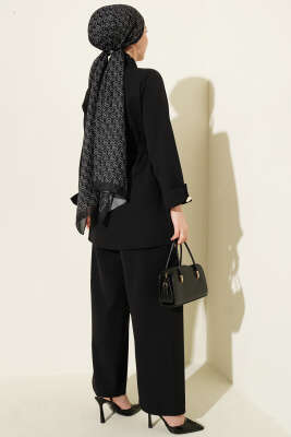 Tek Cepli Gizli Düğmeli Dabıl İkili Takım Siyah - İkili Takım