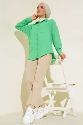 Tek Cepli Keten Gömlek Benetton - Yılın Fırsatı