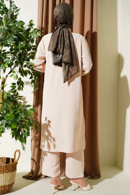 Tek Cepli Mini Taşlı Salaş İkili Takım Bej - İkili Takım