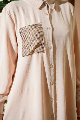 Tek Cepli Mini Taşlı Salaş İkili Takım Bej - İkili Takım