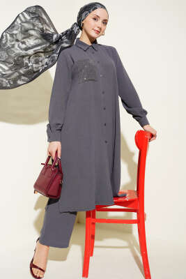 Tek Cepli Mini Taşlı Salaş İkili Takım Füme 