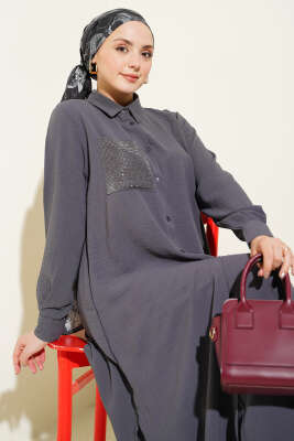 Tek Cepli Mini Taşlı Salaş İkili Takım Füme - İkili Takım