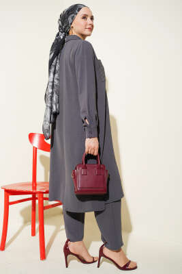 Tek Cepli Mini Taşlı Salaş İkili Takım Füme - İkili Takım