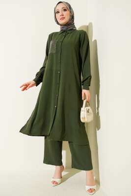 Tek Cepli Mini Taşlı Salaş İkili Takım Haki 