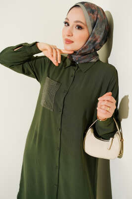 Tek Cepli Mini Taşlı Salaş İkili Takım Haki - İkili Takım