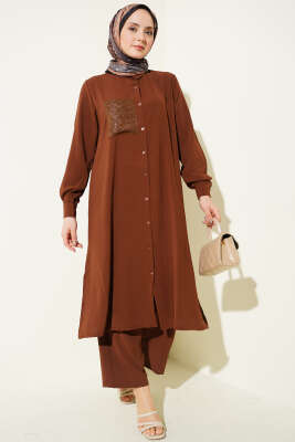 Tek Cepli Mini Taşlı Salaş İkili Takım Kahve 