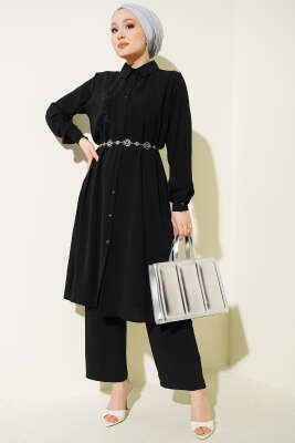 Tek Cepli Mini Taşlı Salaş İkili Takım Siyah 