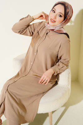 Tek Cepli Mini Taşlı Salaş İkili Takım Vizon 