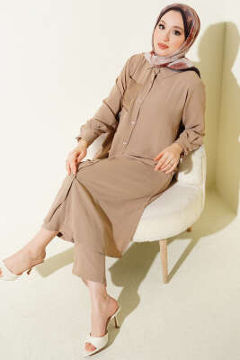 Tek Cepli Mini Taşlı Salaş İkili Takım Vizon - İkili Takım