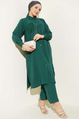 Tek Cepli Mini Taşlı Salaş İkili Takım Zümrüt - İkili Takım