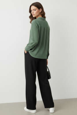 Tek Cepli Müslin Gömlek Haki - Kadın Giyim Modelleri