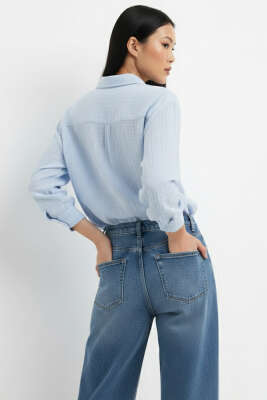 Tek Cepli Müslin Gömlek Mavi - Kadın Giyim Modelleri