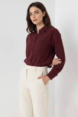 Tek Cepli Müslin Gömlek Mürdüm - HELLIE