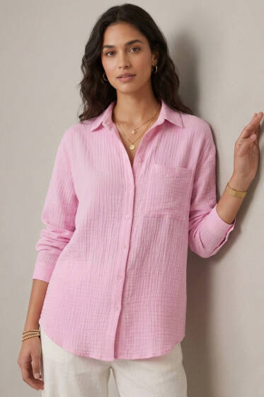 Tek Cepli Müslin Gömlek Pembe - 300-500 TL Ürünler