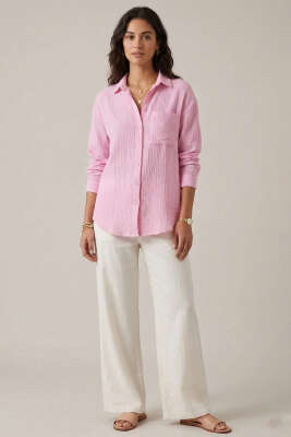 Tek Cepli Müslin Gömlek Pembe - Gömlek