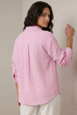 Tek Cepli Müslin Gömlek Pembe - Gömlek