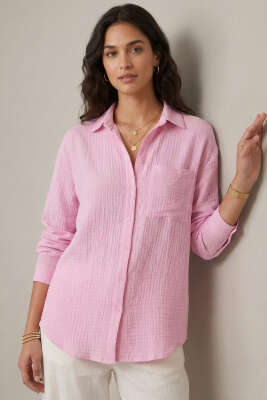 Tek Cepli Müslin Gömlek Pembe 