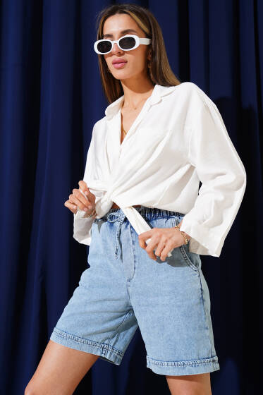 Tek Cepli Salaş Basic Gömlek Ekru - Kadın Giyim Modelleri