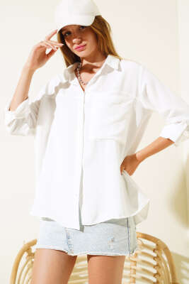 Tek Cepli Salaş Gömlek Ekru - Kadın Giyim Modelleri