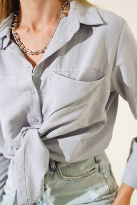 Tek Cepli Salaş Gömlek Gri - Kadın Giyim Modelleri