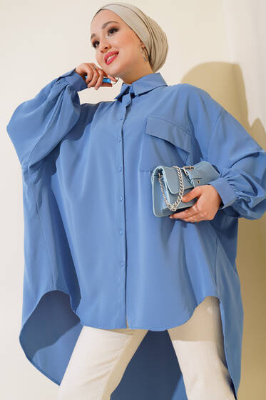 Tek Cepli Salaş Gömlek İndigo - Gömlek