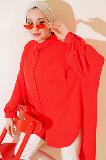 Tek Cepli Salaş Gömlek Kırmızı - Gömlek