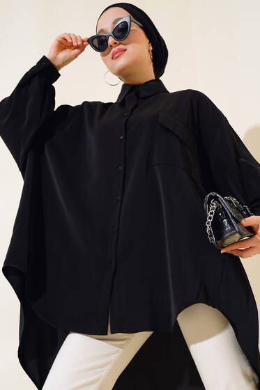 Tek Cepli Salaş Gömlek Siyah - Gömlek