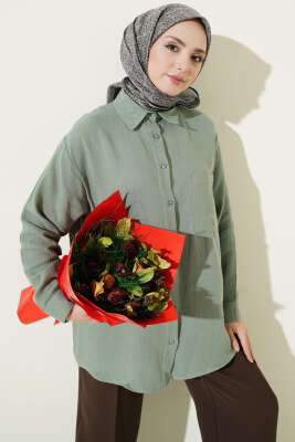 Tek Cepli Salaş Müslin Gömlek Çağla Yeşili 