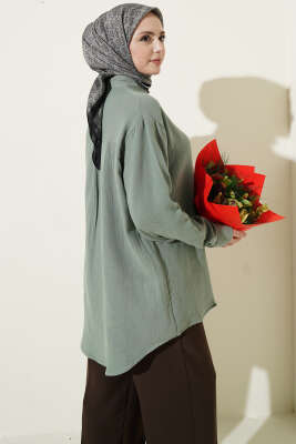 Tek Cepli Salaş Müslin Gömlek Çağla Yeşili - Gömlek