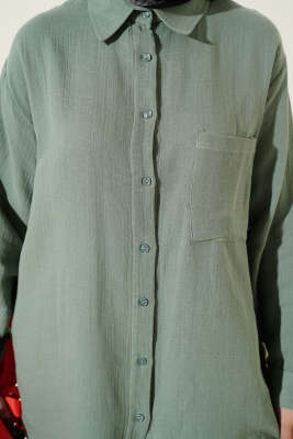 Tek Cepli Salaş Müslin Gömlek Çağla Yeşili - Gömlek