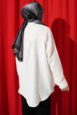 Tek Cepli Salaş Müslin Gömlek Ekru - Gömlek