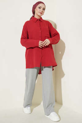 Tek Cepli Salaş Müslin Gömlek Kırmızı - Gömlek