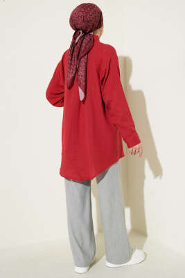 Tek Cepli Salaş Müslin Gömlek Kırmızı - Gömlek