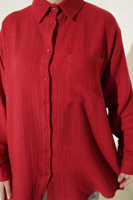 Tek Cepli Salaş Müslin Gömlek Kırmızı - Gömlek