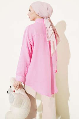 Tek Cepli Salaş Müslin Gömlek Pembe - Gömlek