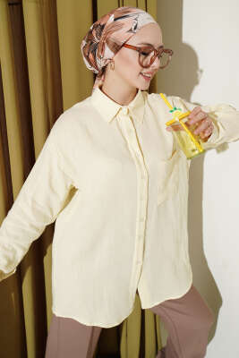 Tek Cepli Salaş Müslin Gömlek Sarı 