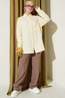 Tek Cepli Salaş Müslin Gömlek Sarı - Gömlek