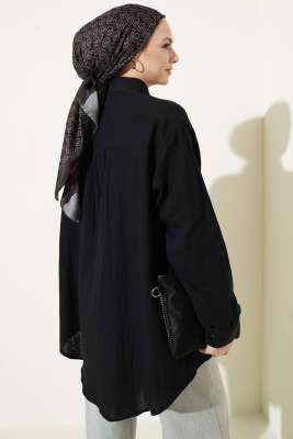 Tek Cepli Salaş Müslin Gömlek Siyah - Gömlek