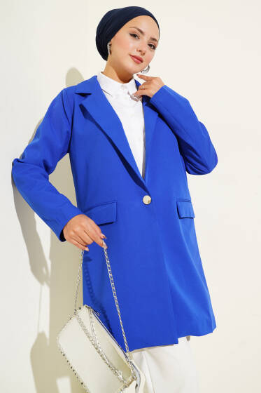 Tek Düğmeli Blazer Ceket Saks - Ceket